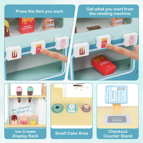OLAKIDS Ice Cream Cart Grocery Store Marketplace Toy for Ages 3+