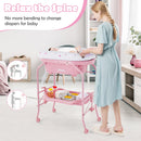 INFANS 2 in 1 Baby Changing Table with Bath Tub Unit, Folding Diaper Dresser Station with Wheels Waterproof