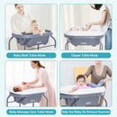 INFANS 2 in 1 Baby Changing Table with Bath Tub Unit, Folding Diaper Dresser Station with Wheels Waterproof
