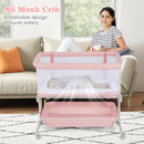INFANS 3-in-1 Baby Bassinet, Bedside Sleeper with Comfy Mattress, Wheels, 6-Height Adjustable, Storage Basket