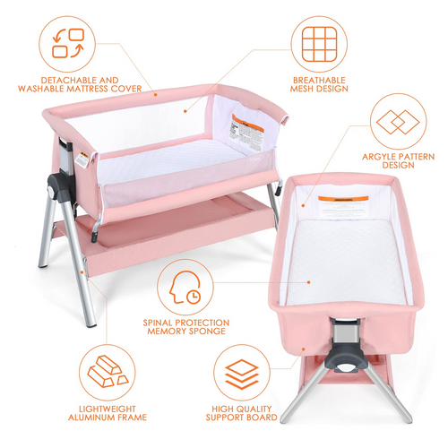 Baby Bassinet Bedside Sleeper with Spine Protecting Support INFANS