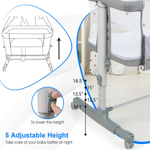 INFANS 3 in 1 Baby Bassinets, Bedside Sleeping for Newborn, Folding Crib with Mattress, Easy to Assemble Cradle
