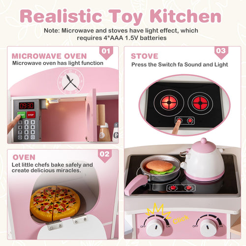 OLAKIDS Corner Kids Kitchen Playset, Toddler Wooden Pretend Cooking Set
