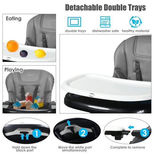 INFANS 4 in 1 High Chair–Booster Seat, Convertible Highchair, Installation-Free,Simple Fold for Baby, Infant& Toddler