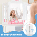 OLAKIDS Kids Vanity, 2 in 1 Princess Makeup Desk Set, Wooden Dressing Table, Pretend Play Vanity Set