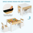 OLAKIDS 3 in 1 Kids Table and Chair Set, Wood Multi Activity Table with Removable Tabletop, Detachable Blackboard