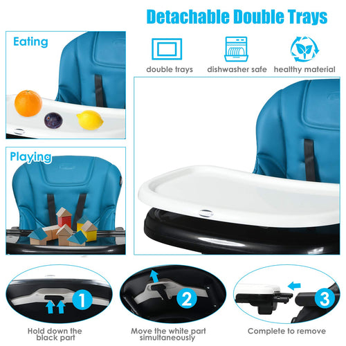 INFANS 4 in 1 High Chair–Booster Seat, Convertible Highchair, Installation-Free,Simple Fold for Baby, Infant& Toddler