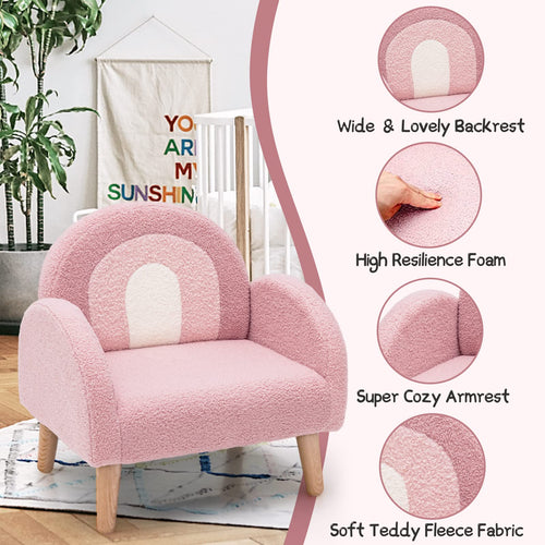 OLAKIDS Kids Sofa, Toddler Armchair with Solid Wooden Frame Anti-Tipping Design Plush Fabric