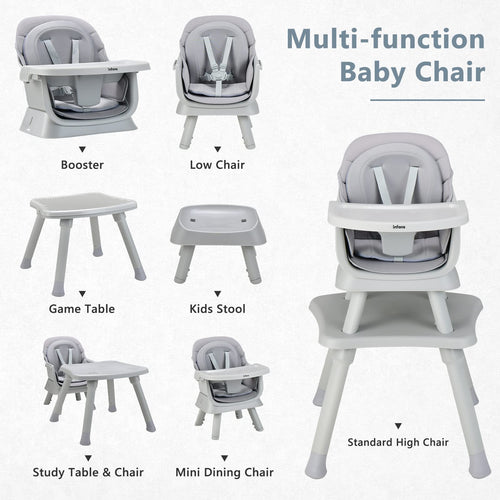 INFANS 8 in 1 Baby High Chair, Convertible Highchair for Babies and Toddlers, Infant Dining Booster Seat