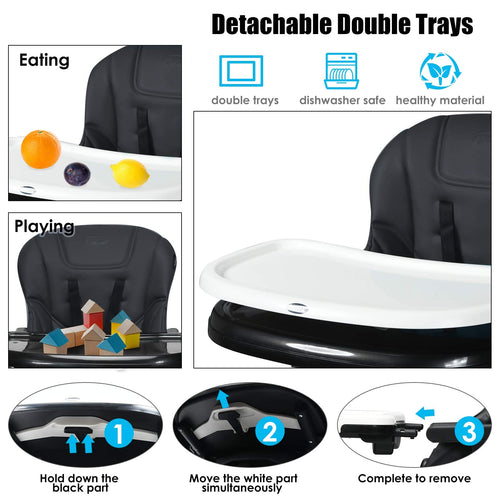 INFANS 4 in 1 High Chair–Booster Seat, Convertible Highchair, Installation-Free,Simple Fold for Baby, Infant& Toddler