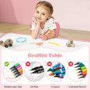 OLAKIDS Kids Table and Chiar Set, Height Adjustable Toddler Desk and 4 Chairs