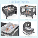 INFANS 4 in 1 Pack and Play, Portable Baby Kid Infant, Travel Playard with Bassinet, Mattress, Diaper Changer