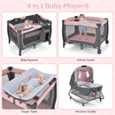 INFANS 4 in 1 Pack and Play, Portable Baby Kid Infant, Travel Playard with Bassinet, Mattress, Diaper Changer