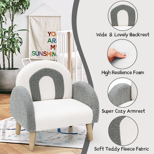 OLAKIDS Kids Sofa, Toddler Armchair with Solid Wooden Frame Anti-Tipping Design Plush Fabric