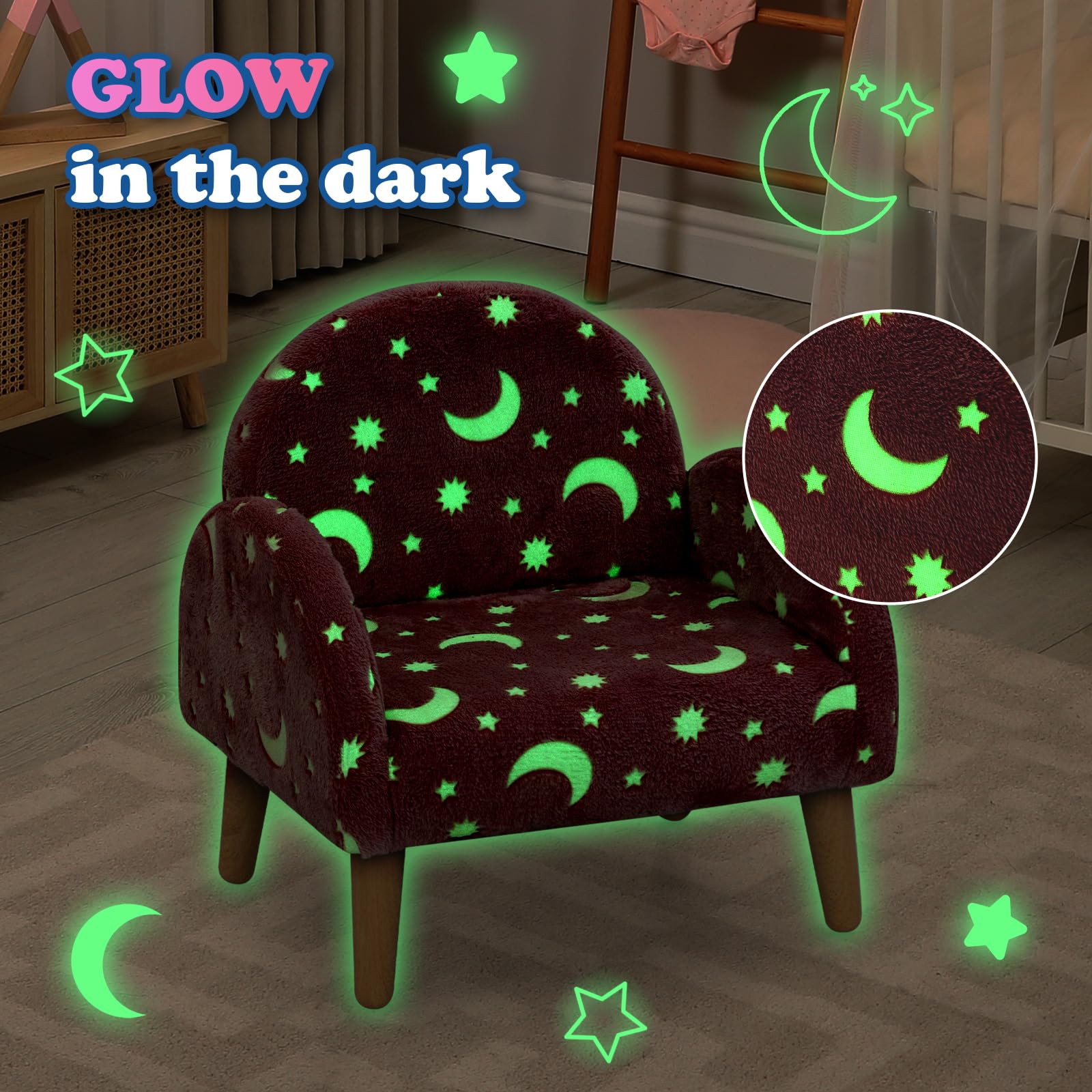 OLAKIDS Kids Sofa with Glow in The Dark, Toddler Armchair Couch