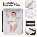 INFANS Baby Changing Table with Wheels, Portable Folding Diaper Station Nursery Organizer with Adjustable Height