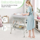 INFANS 2 in 1 Baby Changing Table with Bath Tub Unit, Folding Diaper Dresser Station with Wheels Waterproof