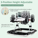 INFANS 4 in 1 Baby Walker, Foldable Toddler Activity Center with Adjustable Height, Removable Toy Tray, Push Walker