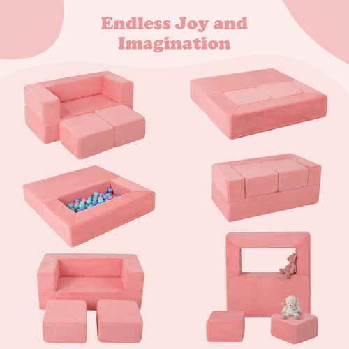 INFANS Modular Kids Play Couch, Toddler Sectional Fort Building Sofa