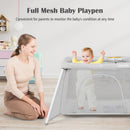 INFANS Travel Crib, Portable Baby Playpen with Removable Bassinet Soft Mattress, Foldable Lightweight Playard Nursery Center