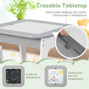 OLAKIDS Kids Table and Chair Set, 3 in 1 Wooden Activity Table with Removable Tabletop, Blackboard and Whiteboard