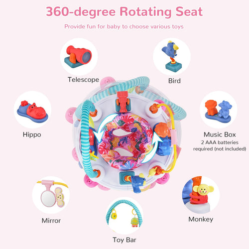 INFANS Baby Bouncer Activity Center 5 in 1 Toddler Bouncing Activity Saucer Playtime Mat Activity Table with 360°Rotating Seat