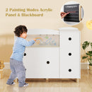OLAKIDS Kids Kitchen Playset, Toddler Wooden Pretend Cooking Toy Set with Acrylic Drawing Board Ice Machine Dishwasher