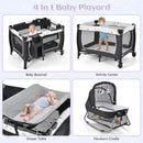 INFANS 4 in 1 Pack and Play, Portable Baby Kid Infant, Travel Playard with Bassinet, Mattress, Diaper Changer