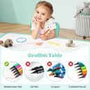 OLAKIDS Kids Table and Chiar Set, Height Adjustable Toddler Desk and 4 Chairs