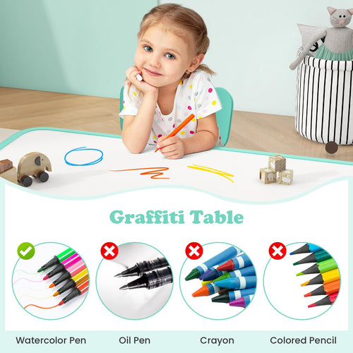 OLAKIDS Kids Table and Chiar Set, Height Adjustable Toddler Desk and 4 Chairs
