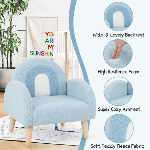 OLAKIDS Kids Sofa, Toddler Armchair with Solid Wooden Frame Anti-Tipping Design Plush Fabric