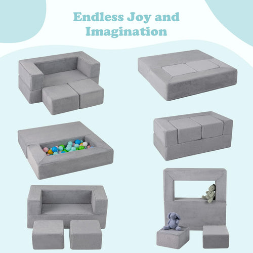 INFANS Modular Kids Play Couch, Toddler Sectional Fort Building Sofa