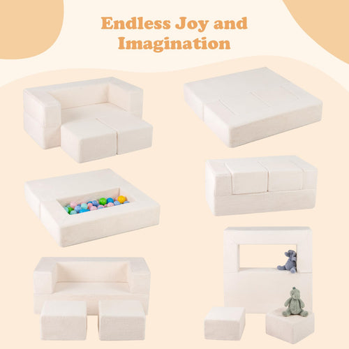 INFANS Modular Kids Play Couch, Toddler Sectional Fort Building Sofa