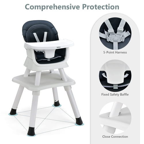 INFANS 8 in 1 Baby High Chair, Convertible Highchair for Babies and Toddlers, Infant Dining Booster Seat