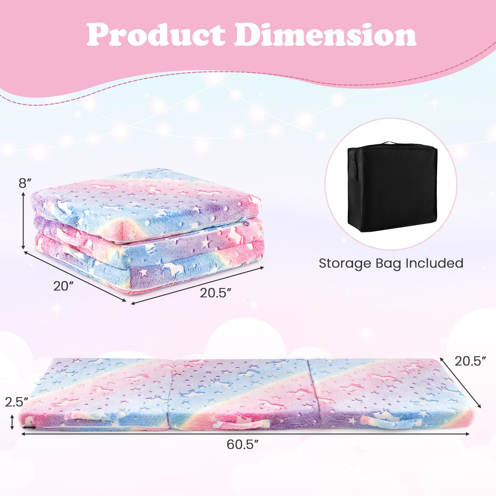 OLAKIDS Foldable Floor Mattress for Kids,  Portable Foam Mattress
