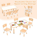OLAKIDS Kids Table and Chiar Set, Height Adjustable Toddler Desk and 4 Chairs