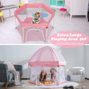 INFANS Baby Playpen with Removable Mesh & UV Canopy, 53" Portable Playhouse with Carry Bag, Easy Folding Playard Activity Center