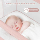 INFANS 5 in 1 Baby Bassinet, Upgraded Flat Rocking Bedside Sleeper with Wheels, Storage Basket, Travel Bag