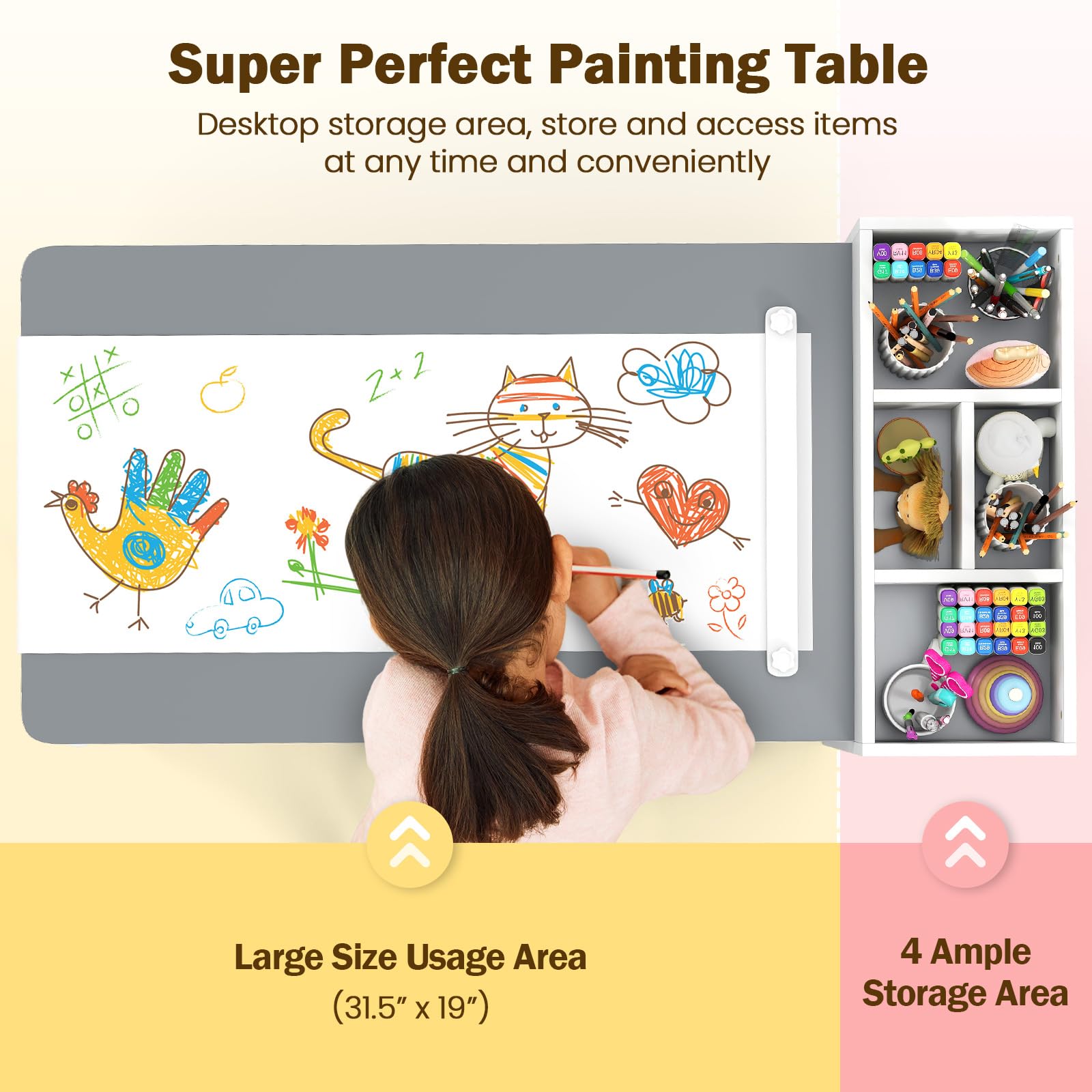 OLAKIDS Kids Table and Chair Set, Toddler Art Craft Play Wood Activity Desk