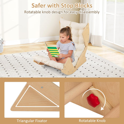 OLAKIDS Wooden Arch Climber Rocker with Soft Cushion for Toddlers