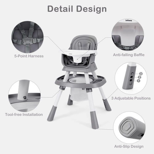 INFANS 9 in 1 High Chair, Convertible Baby Highchair, Table and Chair Set Building Block Infant Dining Booster Seat