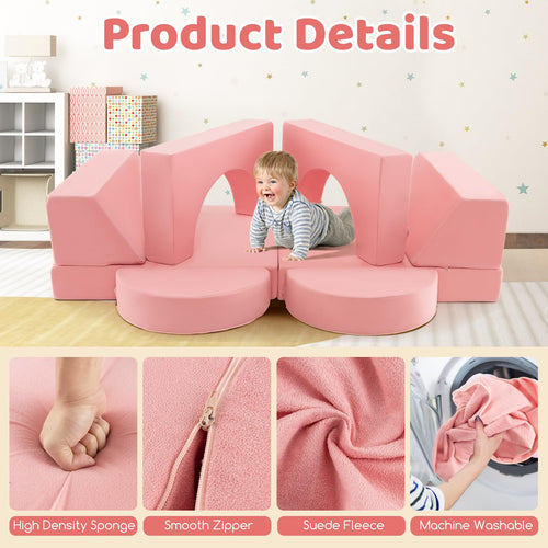 OLAKIDS Mondular Kids Play Couch, 8PCS Toddler Sectional Sofa Building Fort