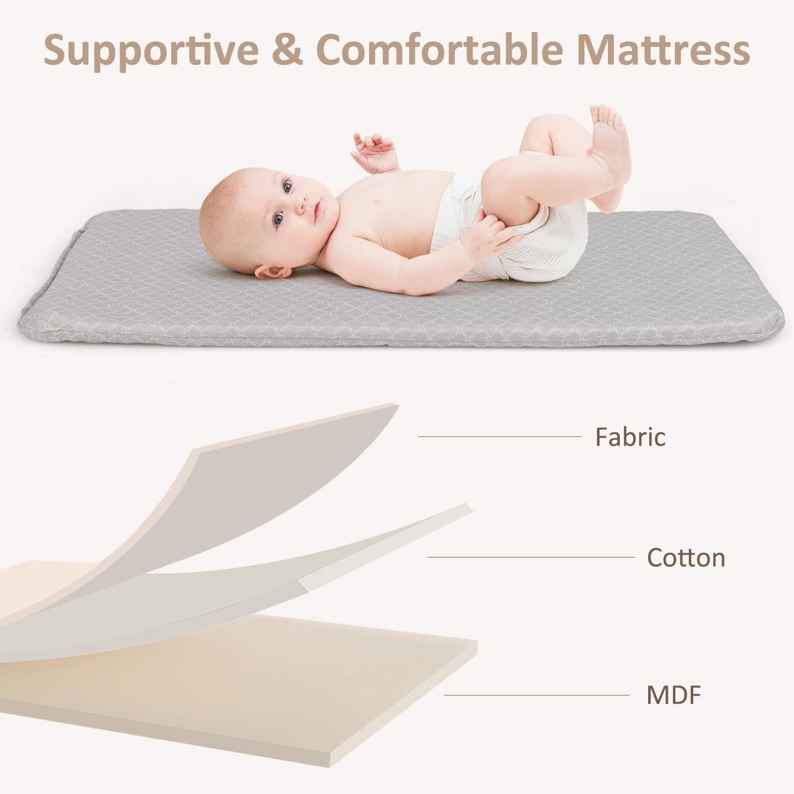 INFANS Baby Bedside Bassinet, Over-Bed Baby Bassinet with Adjustable Height, Safe Close Sleeping, Storage