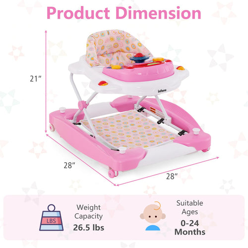 INFANS Baby Walker, 5 in 1 Behind Walker Learning Seated Rocker Bouncer with Removable Music Tray, Adjustable Height