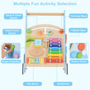 INFANS Wooden Baby Walker, Montessori Walker with Multiple Activity Toys, Push Walker Toys for Infant Learning to Walk