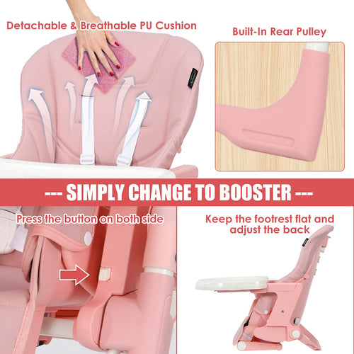 INFANS 4 in 1 High Chair–Booster Seat, Convertible Highchair, Installation-Free,Simple Fold for Baby, Infant& Toddler
