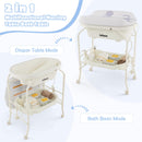 INFANS 2 in 1 Baby Changing Table with Bath Tub Unit, Folding Diaper Dresser Station with Wheels Waterproof