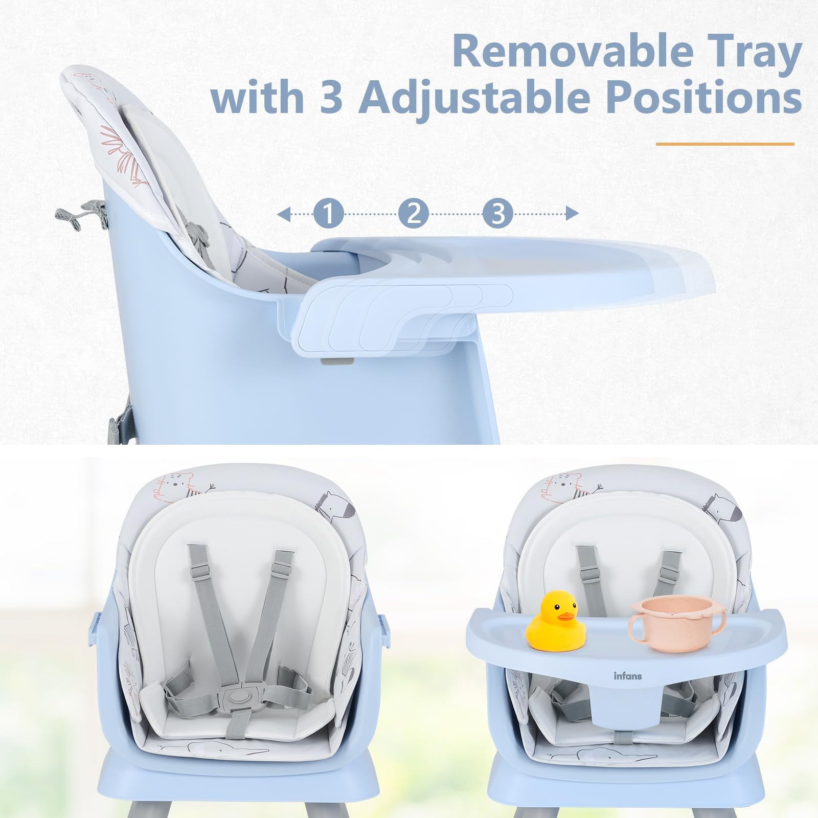 INFANS 8 in 1 Baby High Chair, Convertible Highchair for Babies and Toddlers, Infant Dining Booster Seat