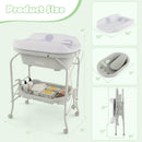 INFANS 2 in 1 Baby Changing Table with Bath Tub Unit, Folding Diaper Dresser Station with Wheels Waterproof