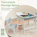 OLAKIDS Kids Table and Chair Set, 3 in 1 Wooden Activity Table with Removable Tabletop, Blackboard and Whiteboard